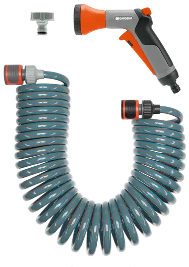 10-Meter Spiral Hose Kit With Impulse Spray Nozzle And Full Fitting System 1