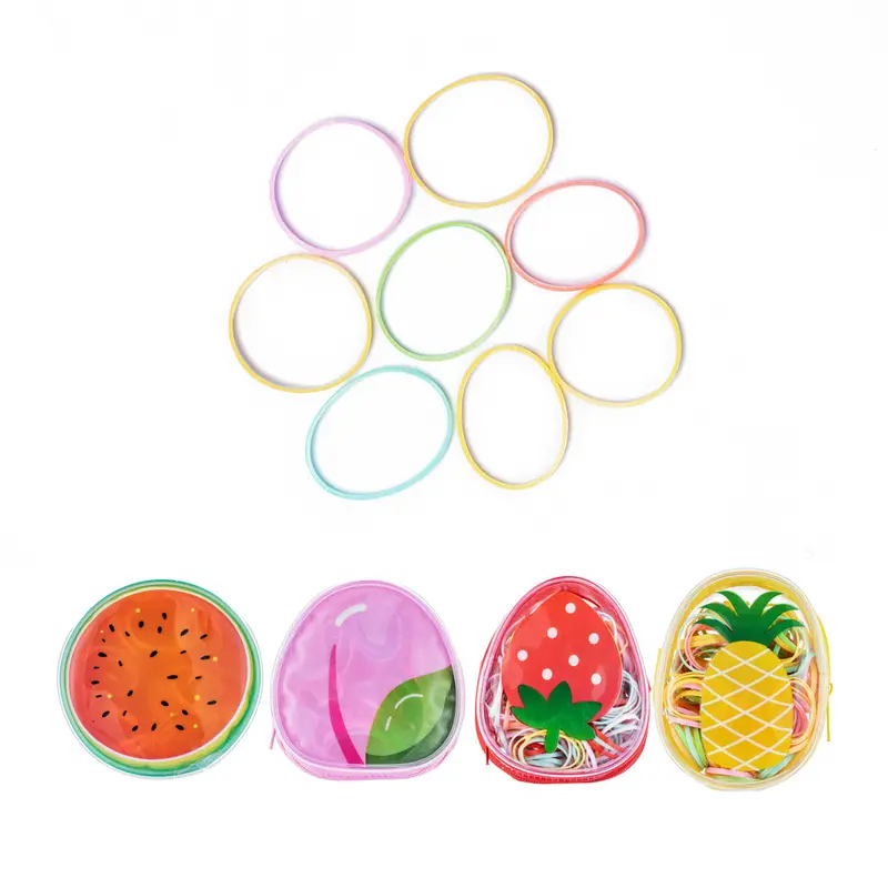 200-Pack Disposable Fruit-Themed Hair Ties In Resealable Storage Bag 1