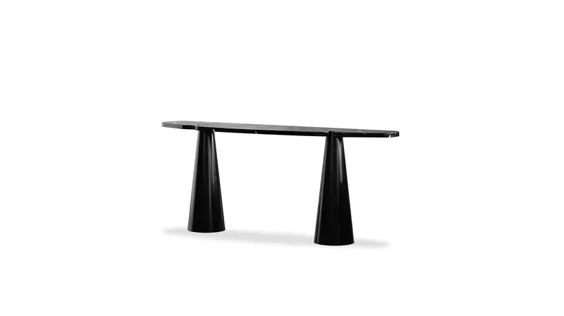 Acyl Slim Console Table With Polished Marquina Black Stone Top 1