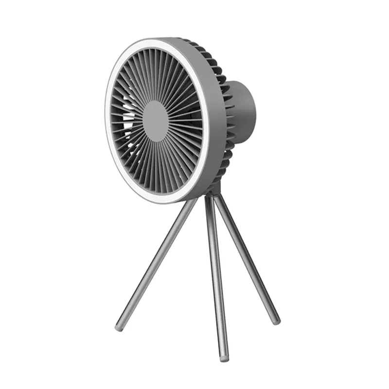 Adjustable Tripod Fan With Integrated White Ring Light 1