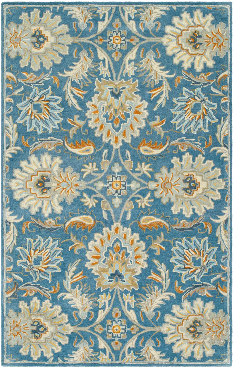 Aegean Blue Mediterranean-Style Hand-Tufted Rug 1