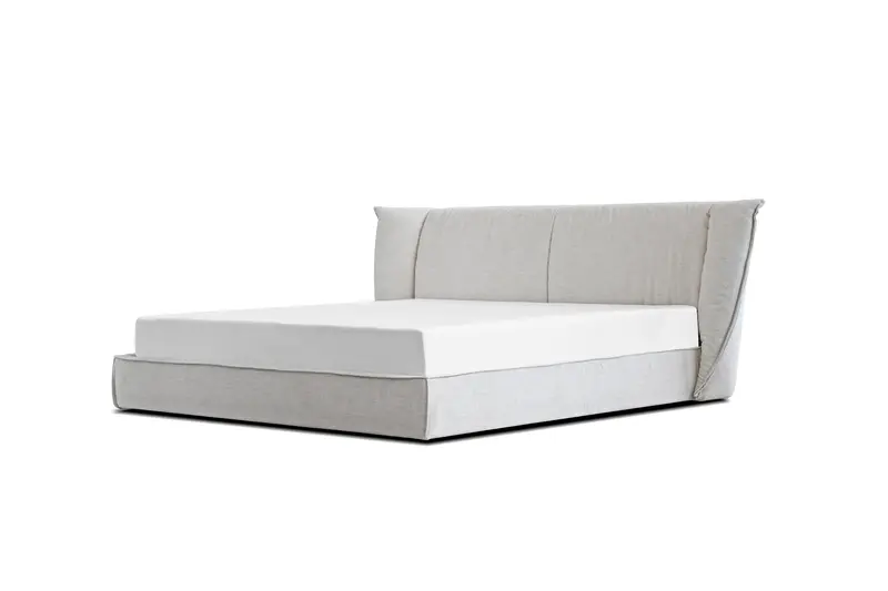 Almond Upholstered Aviator Bed Frame 1