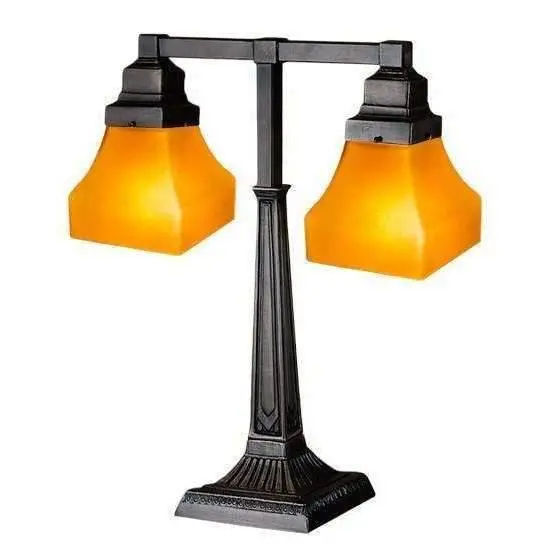 Amber Two-Light Bungalow Desk Lamp 1