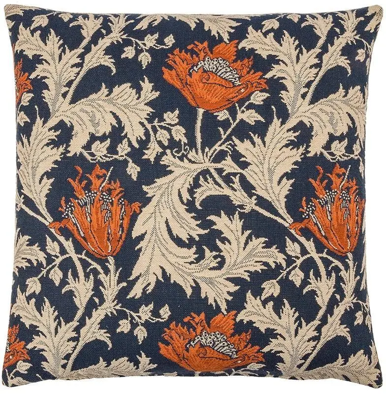 Anemone Blue William Morris Tapestry Pillow 1