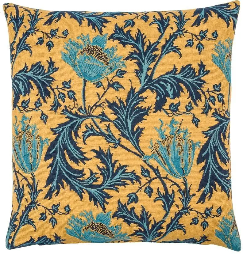Anemone Gold William Morris Tapestry Pillow 1