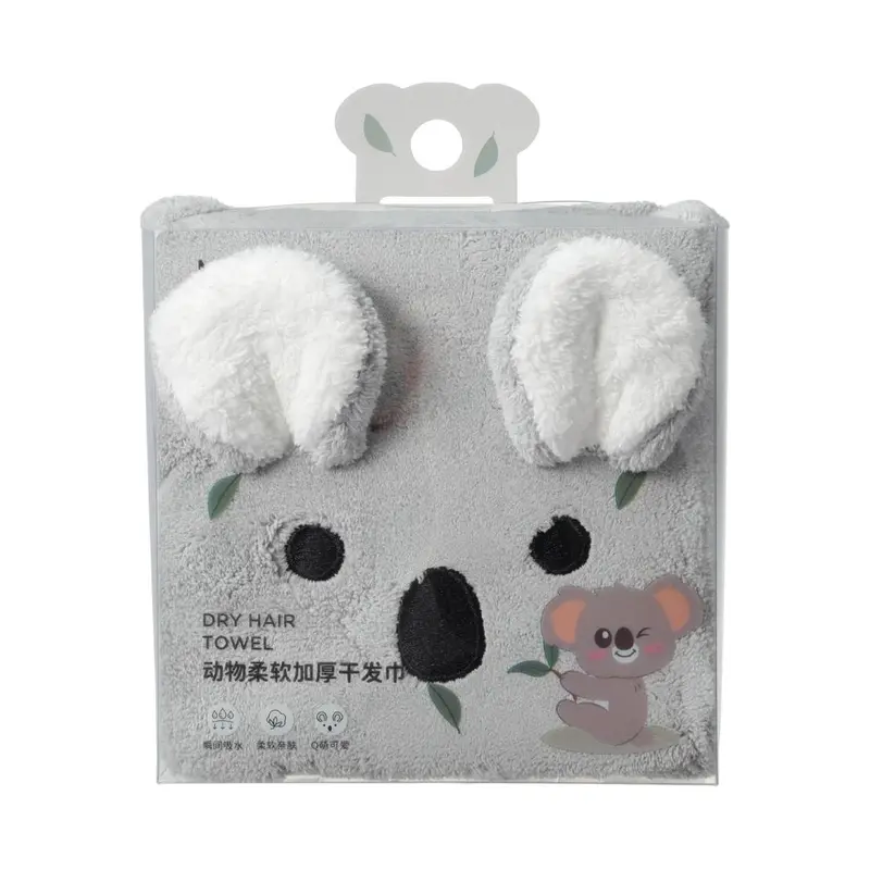Animal-Print Hair Towel – Extra-Thick, Koala Design 1