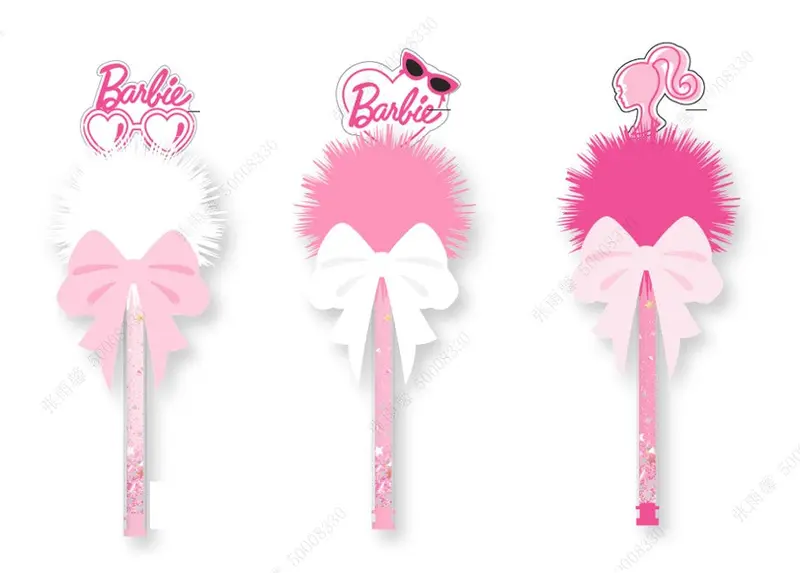 Barbie Fluffy Ball Gel Ink Pens – 3-Color Assortment (Pdq Display Ready) 1