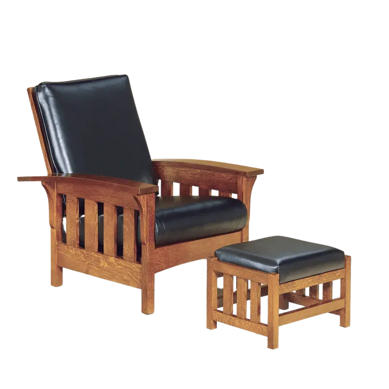 Bent Arm Slat-Back Morris Chair – Reclining Reading Chair 1