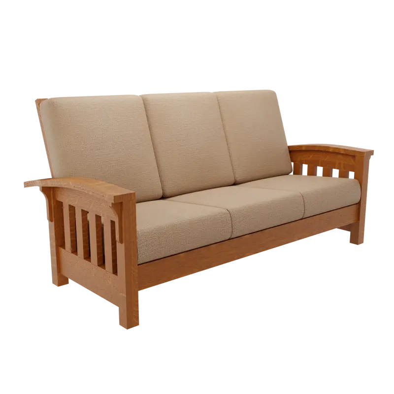 Bent Arm Solid Wood Sofa – Mid-Century Inspired Design