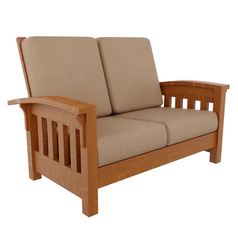 Bent Arm Wood Loveseat – Compact Two-Seater Sofa