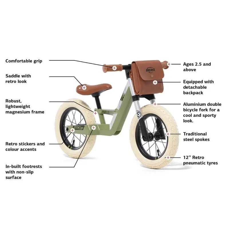 Berg Biky Retro-Style Children'S Balance Bike (Green) 1