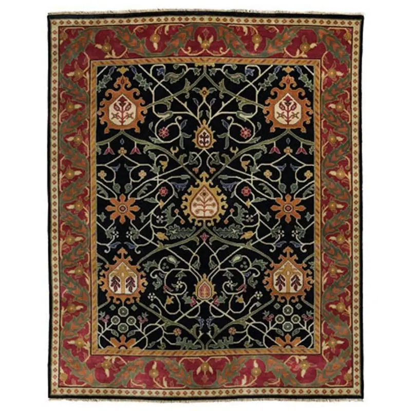 Black Tree Silhouette Hand-Knotted Area Rug 1