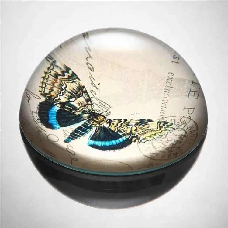 Blue And Yellow Butterfly Glass Paperweight 1