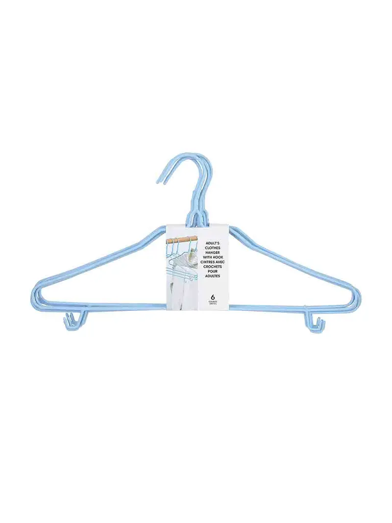 Blue Heavy-Duty Clothes Hangers With Hooks – Pack Of 6 1