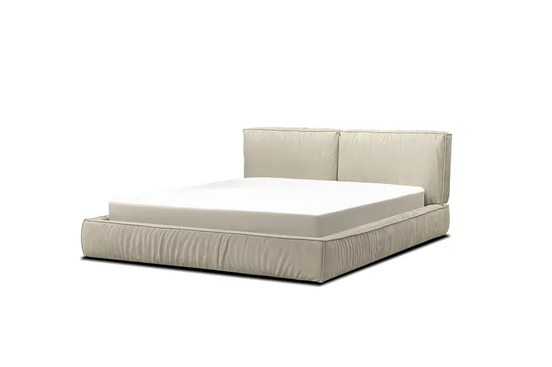 Brizo Oyster-Tone Upholstered Platform Bed 1