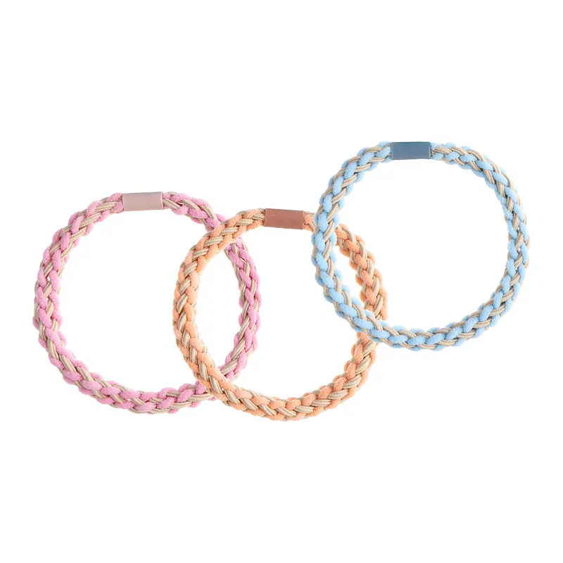 Brown And Yellow Braided Hair Ties – 3-Piece Set 1