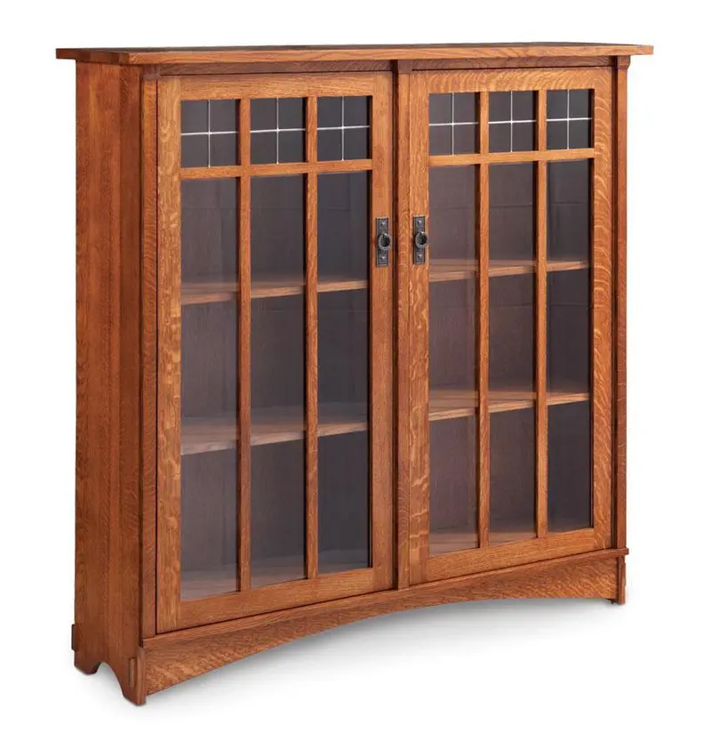 Bungalow Two-Door Open Bookcase With Rustic Charm