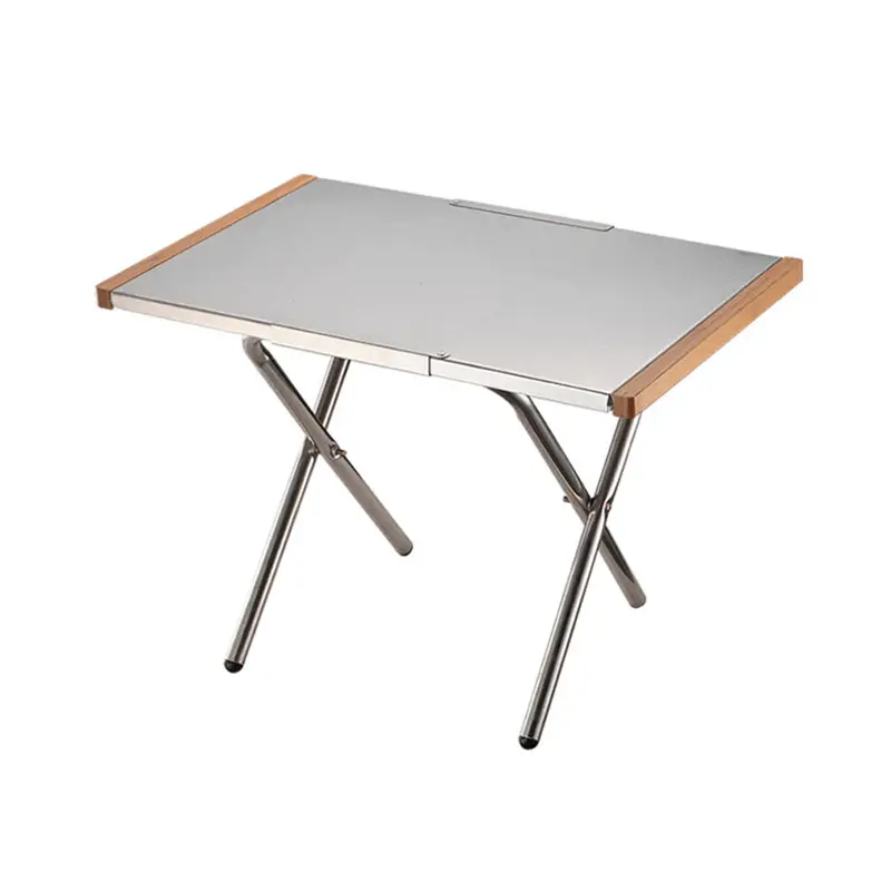 Campingmoon Embossed Stainless Steel Outdoor Side Table With Carry Bag 1