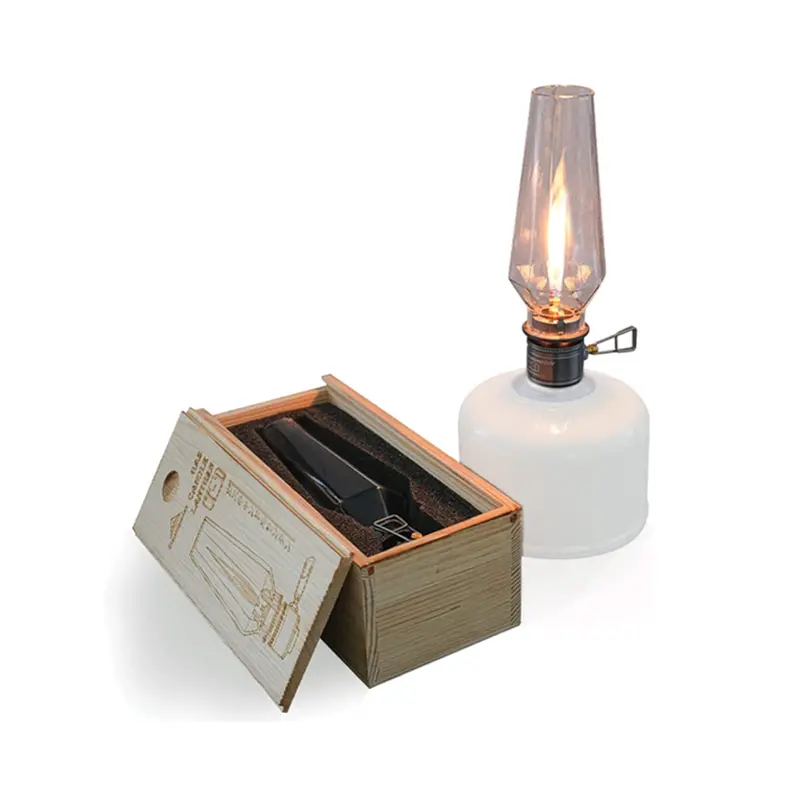 Campingmoon Wood-Housed Gas Lantern 1