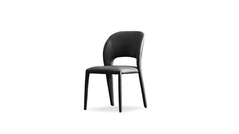 Caviar Black Sauvage Leather Bosco Dining Chair 1