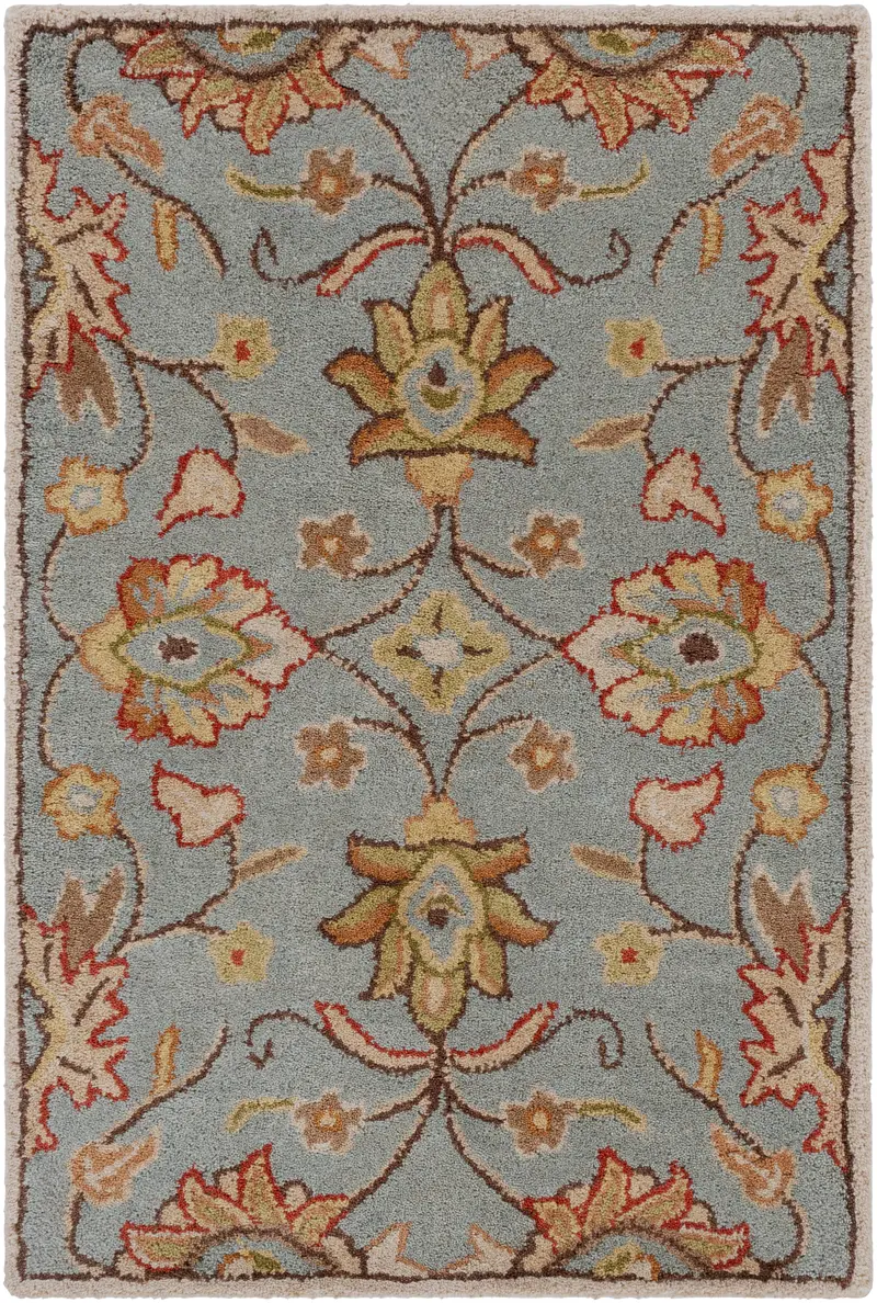 Cerulean Blue Mediterranean Hand-Tufted Floor Rug 1