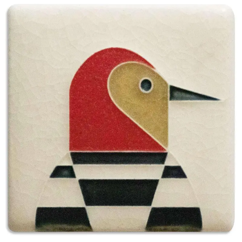 Charley Harper Mini Woodpecker Ceramic Tile (3" X 3") 1