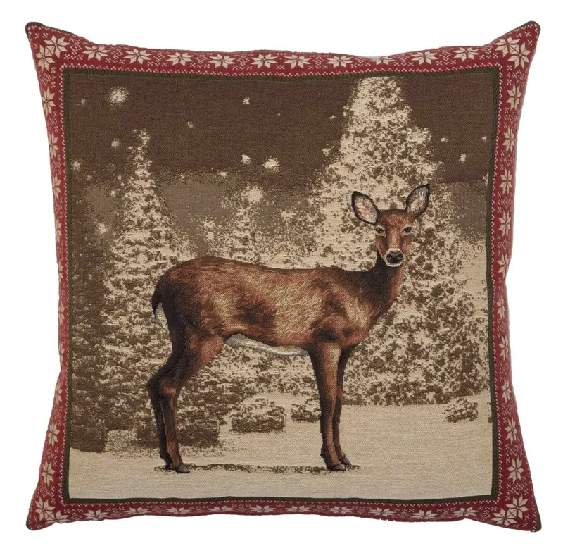 Christmas Doe Decorative Pillow – 18" Square 1