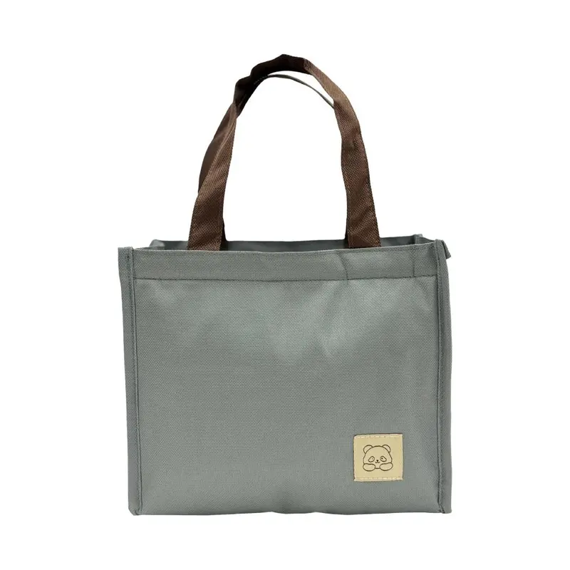 Classic Gray Insulated Square Lunch Tote Bag 1