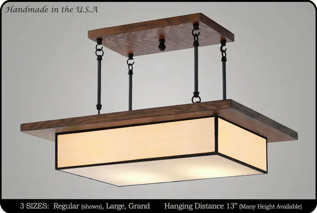 Classic Mission Chandelier With Stained Glass #604 1