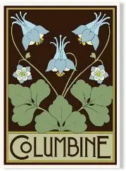 Columbine Illustration – Stylized Craftsman Floral Print 1