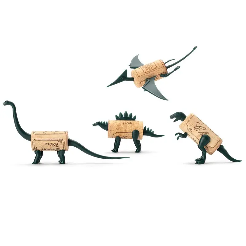 Corkers Dino Wine Stoppers – 4-Piece Prehistoric Pack (Pay For 3) 1