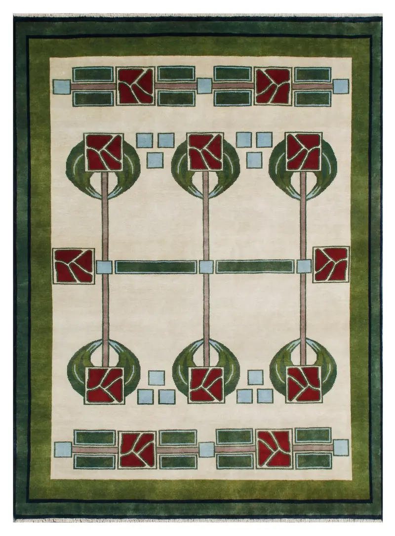 Craftsman Rose Hand-Knotted Wool Area Rug 1
