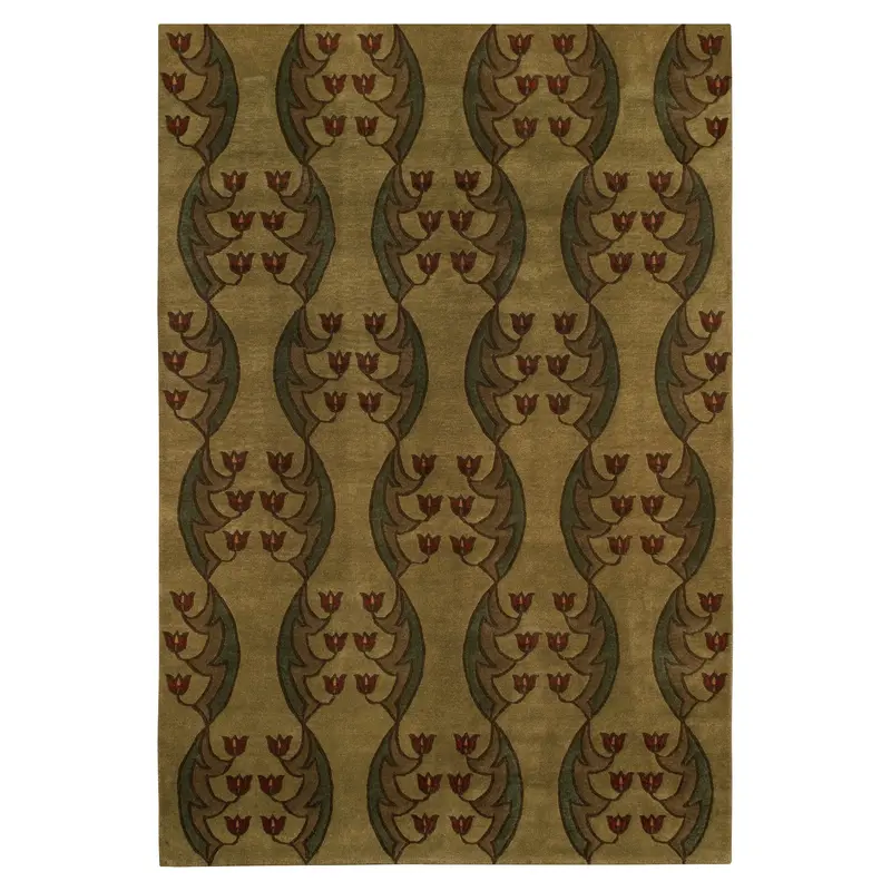 Craftsman Tulip Wool Area Rug Inspired By Stickley 1