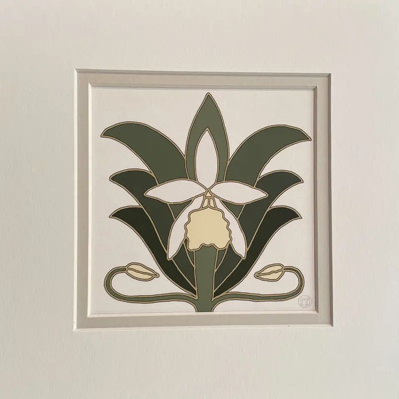 December Birth Flower Art Print – Orchid Botanical Illustration 1