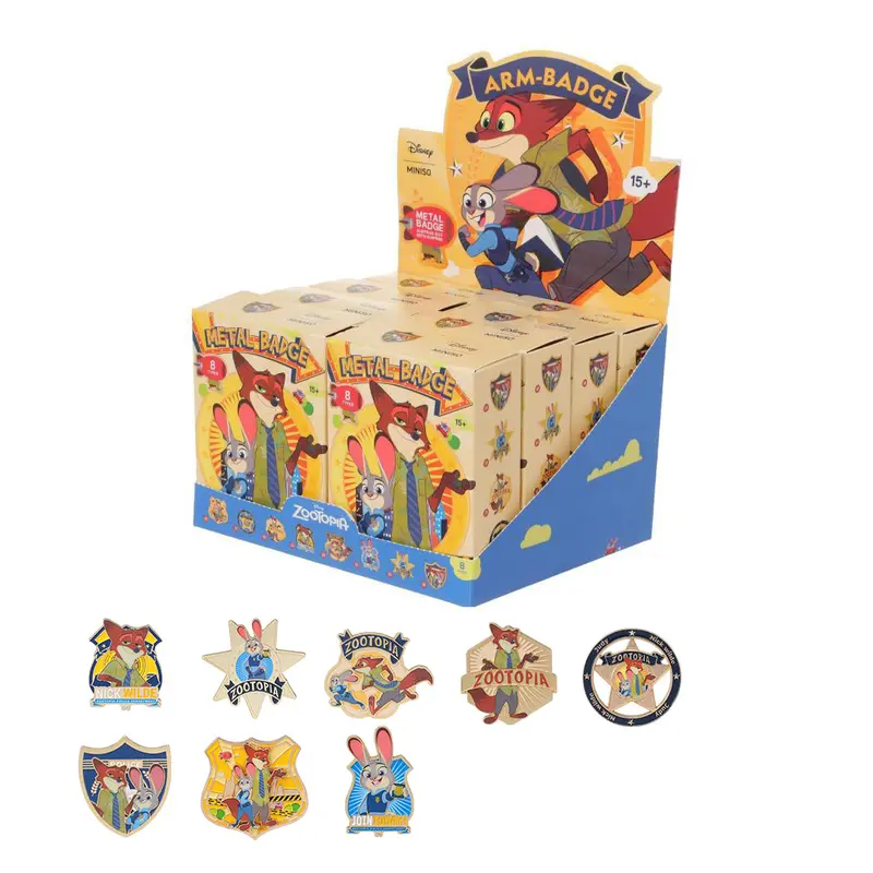 Disney Zootopia Metal Arm Badge Surprise Box – Collectible Enamel Pin Set 1