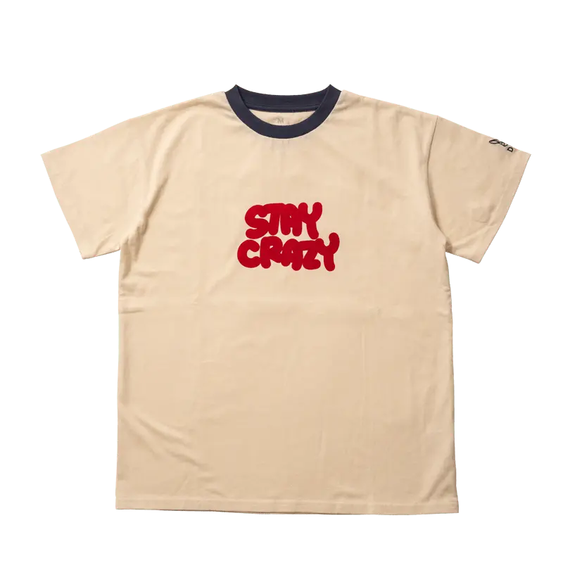 Dod Rin Rin Ringer Tee – Ivory Minimalist Graphic T-Shirt 1