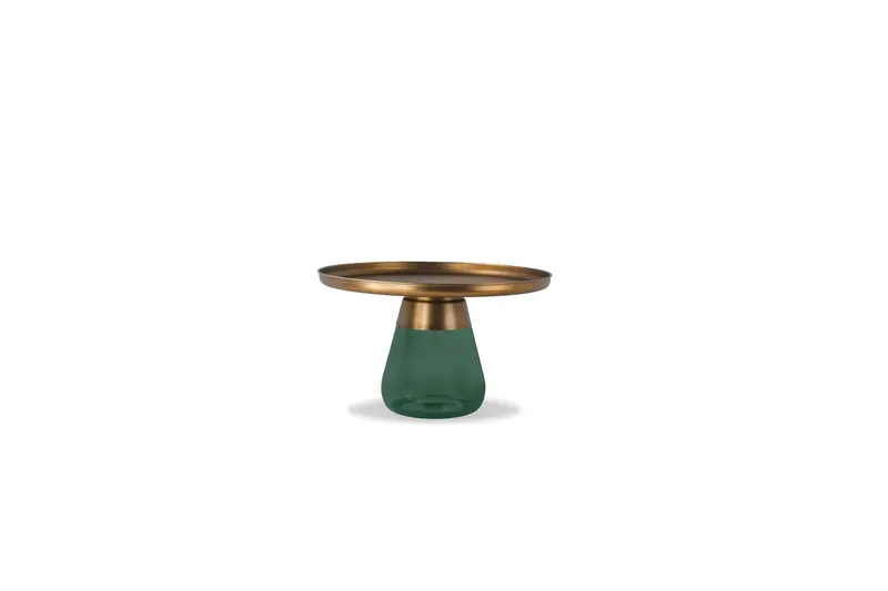 Duverre Coffee Table With Brass Frame And Green Glass Inlay 1