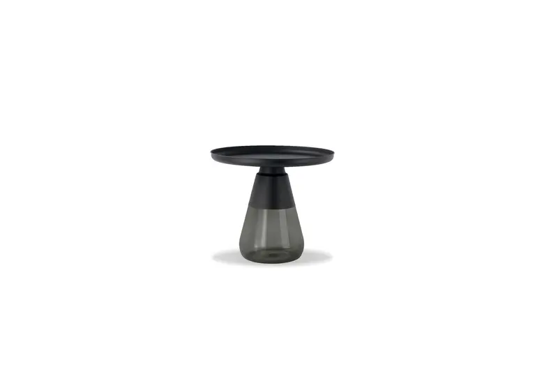 Duverre End Table Combining Black Lacquer Top And Smoke Glass 1
