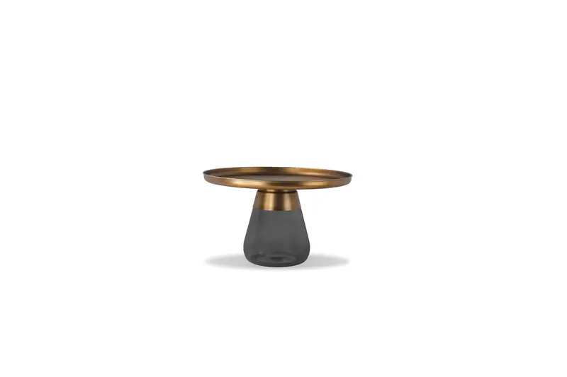Duverre Low Coffee Table Featuring Brass Accents And Smoke Glass 1