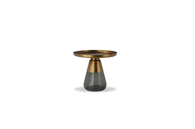 Duverre Side Table With Brass-Framed Smoke Glass Top 1