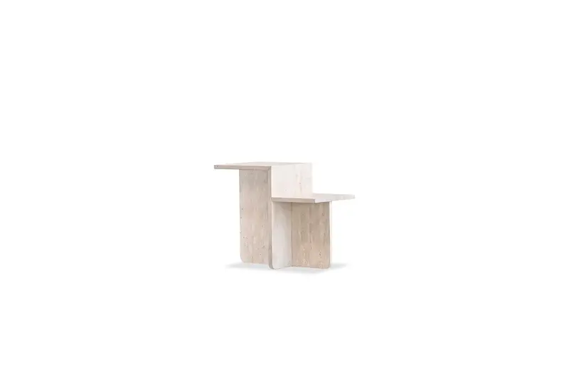 Elli Travertine End Table With Natural Stone Top 1