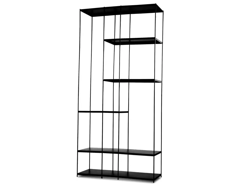 Etta Tall Black Bookshelf With Vertical Storage 1