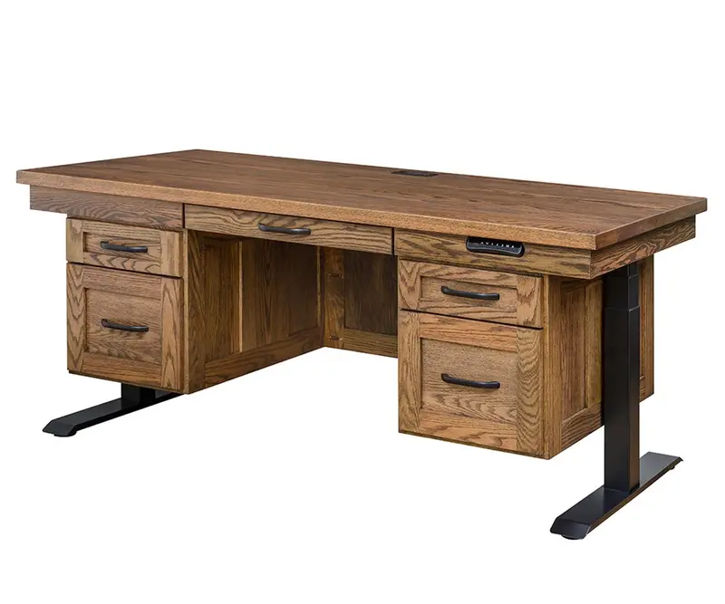 Executive Height-Adjustable Desk With Dual Drawers 1