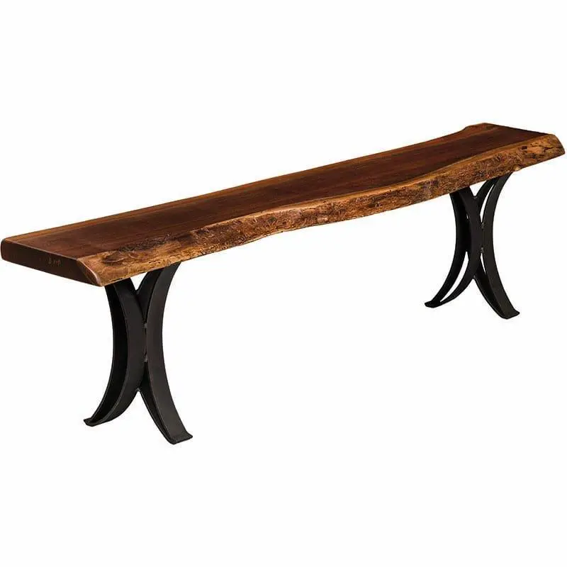 Express Ship Live Edge Dining Bench With Double-Curved Base 1