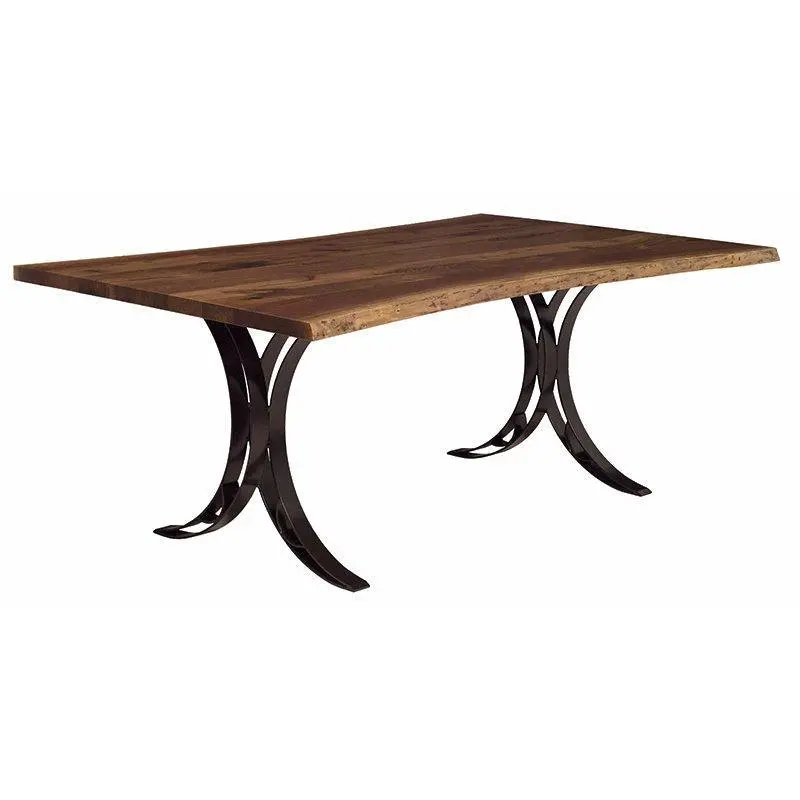 Express Ship Live Edge Dining Table With Double-Curved Base 1