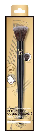 Flat-Top Powder Brush – Black & Gold Handle, Soft Synthetic Bristles 1