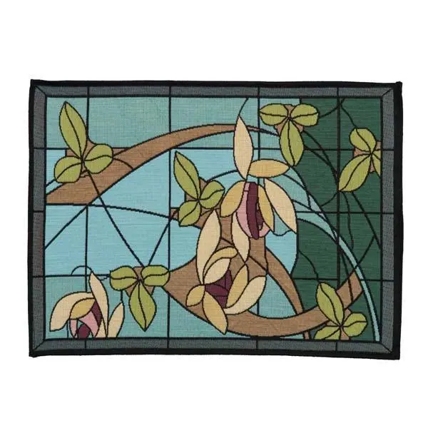 Flowers And Vines Woven Placemat – Aqua Tone 1