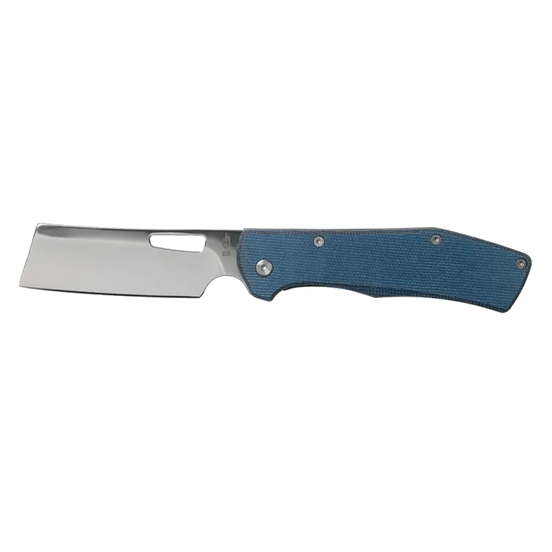 Gerber Flatiron Folding Cleaver – D2 Steel With Blue Micarta Handle 1