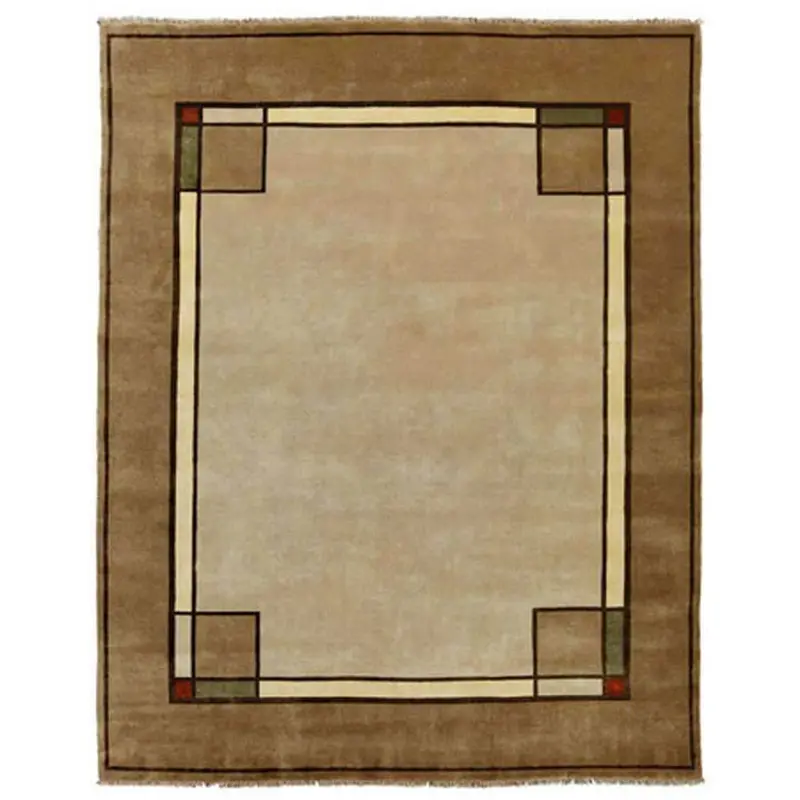 Ginkgo Border Beige Hand-Knotted Area Rug 1