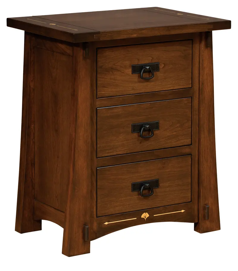 Ginkgo Inlay Nightstand Featuring Soft-Close Drawers 1
